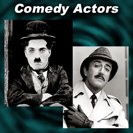 Comedy movie actors Charlie Chaplin and Peter Sellers