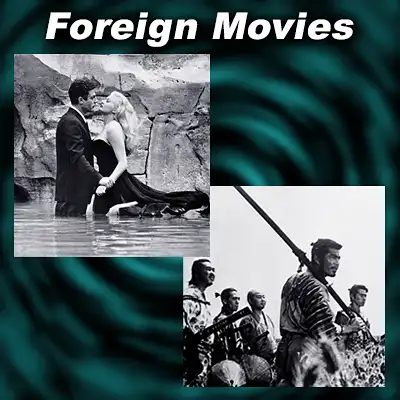 Scenes from foreign movies "The Seven Samurai" and "La Dolce Vita"