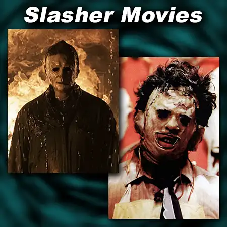 Scenes from the slasher movies The Texas Chainsaw Massacre and Scream