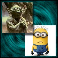 Animated movie characrers Yoda and Minion