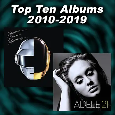 Album covers for 21 by Adele, and Random Access Memories