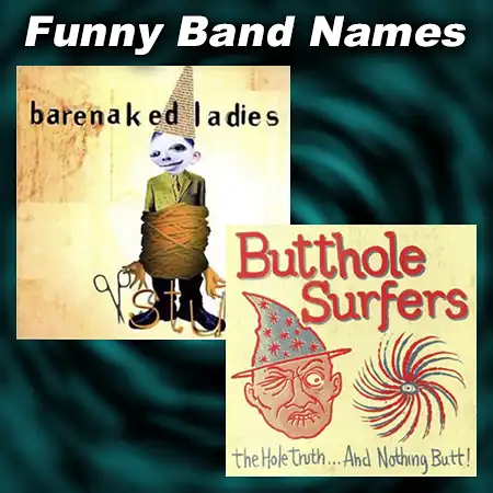 Rock bands Barenaked Ladies and Butthole Surfers CD covers