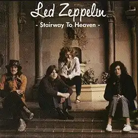 Stairway to Heaven single sleve cover with the band Led Zeppelin sitting