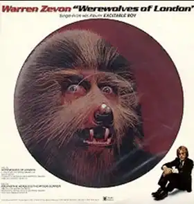 Werewolves of London record sleve showing a Werewolf and Warren Zevon